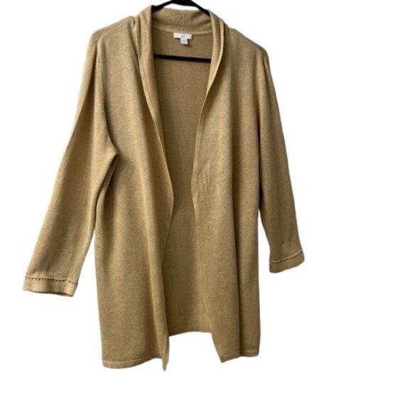 NWOT J. Jill Women's Beige Open Front Long Cardigan Linen Blend Small - Picture 5 of 10